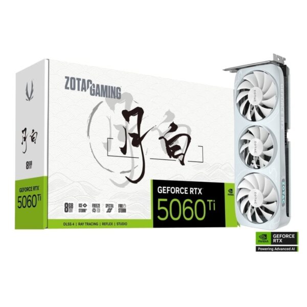 Card màn hình Zotac GeForce RTX 5060 Ti 8GB Moon White OC Card màn hình Zotac GeForce RTX 5060 Ti 8GB Moon White OC