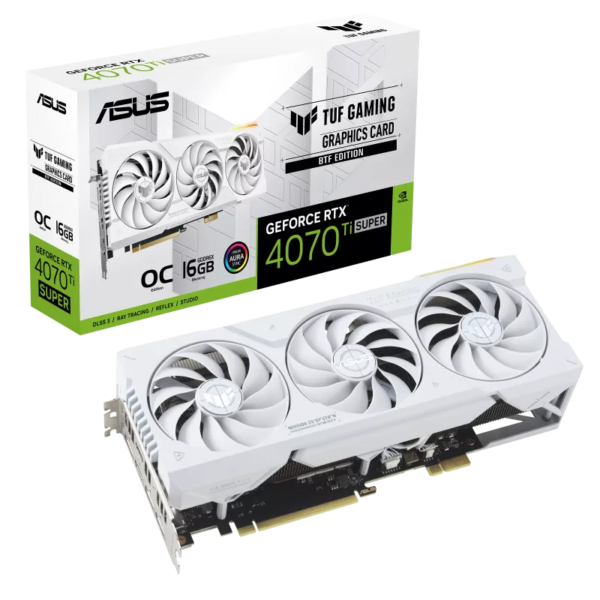 Card màn hình ASUS TUF Gaming GeForce RTX 4070 Ti SUPER BTF White OC Edition 16GB GDDR6X (TUF-RTX4070TIS-O16G-BTF-WHITE)