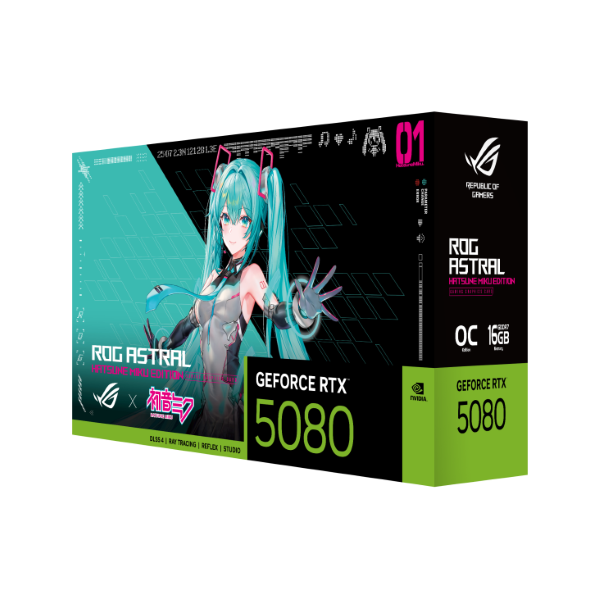 Card màn hình ASUS ROG Astral GeForce RTX 5080 16GB GDDR7 Hatsune Miku Edition Card màn hình ASUS ROG Astral GeForce RTX 5080 16GB GDDR7 Hatsune Miku Edition