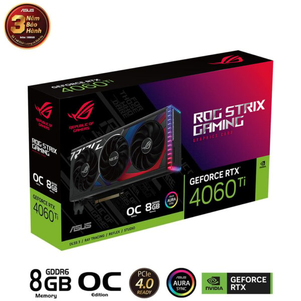 Card màn hình ASUS ROG Strix GeForce RTX 4060 Ti 8GB OC Edition (ROG-STRIX-RTX4060TI-O8G-GAMING)